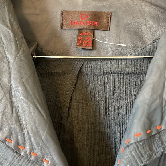 NWOT crinkled leather jacket - dark grey size XS - Picture 5 of 7